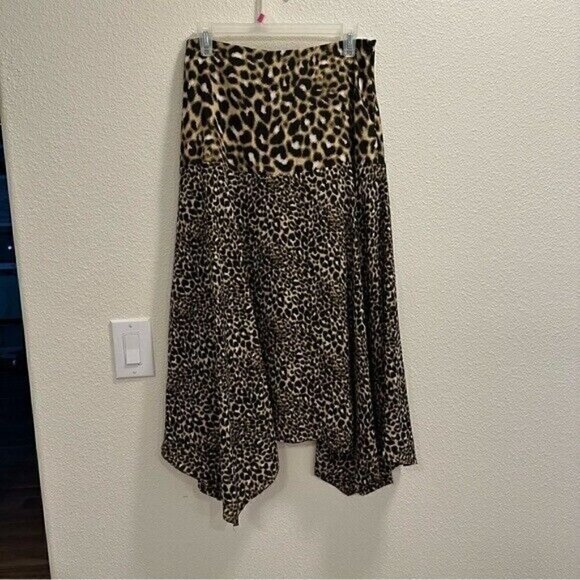 Calvin Klein Women's Leopard-Print Handkerchief-Hem Skirt Size 4 - Picture 2 of 9